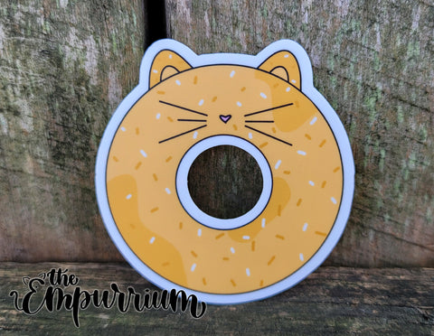 Donut Cat Vinyl Sticker - Orange