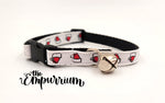 Holiday Cat Collar - Santa Hats - Black/Black