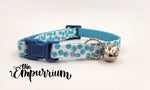 Cat Collar - Silly Dots - Blue on White