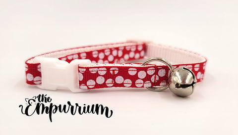 Holiday Cat Collar - Polka Dots - Red and White
