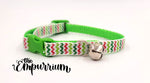 Holiday Cat Collar - Christmas Chevron - White/Green/Green
