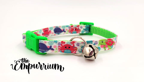 Cat Collar - Sea Friends - Lime / Lime