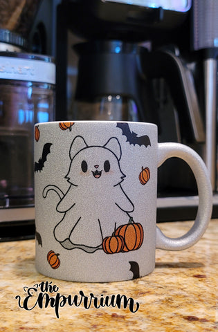 Ghost Kitty 11oz Mug - Glitter