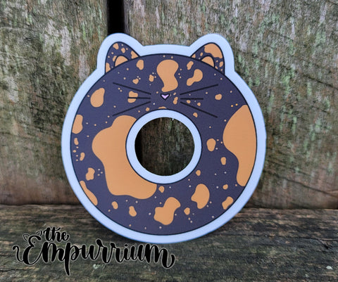 Donut Cat Vinyl Sticker - Tortie