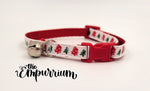 Holiday Cat Collar - Trees - Red
