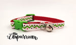 Holiday Cat Collar - Christmas Wave - Green/Red/Green