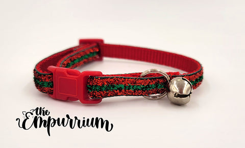 Holiday Cat Collar - Christmas Bling Stripes